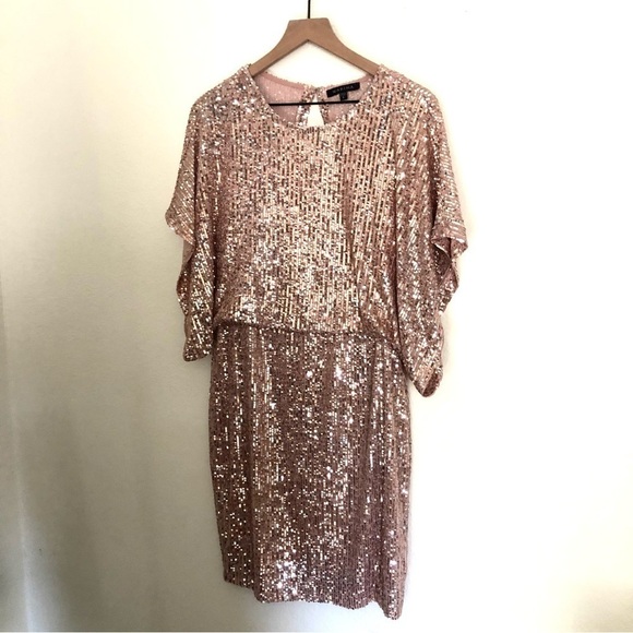 NEW MARINA Sequin Cocktail Dress Rose Gold/Pink 8 - Picture 2 of 5
